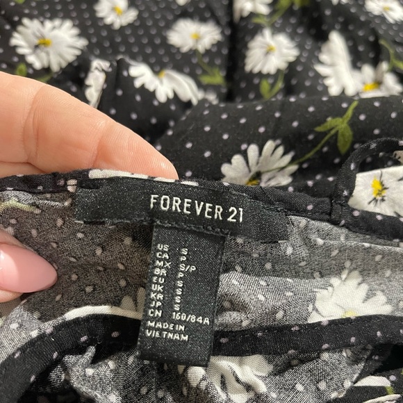 Y2K Forever 21 Black Polka Dot Daisy Skater Dress Sz S Small - Picture 9 of 9